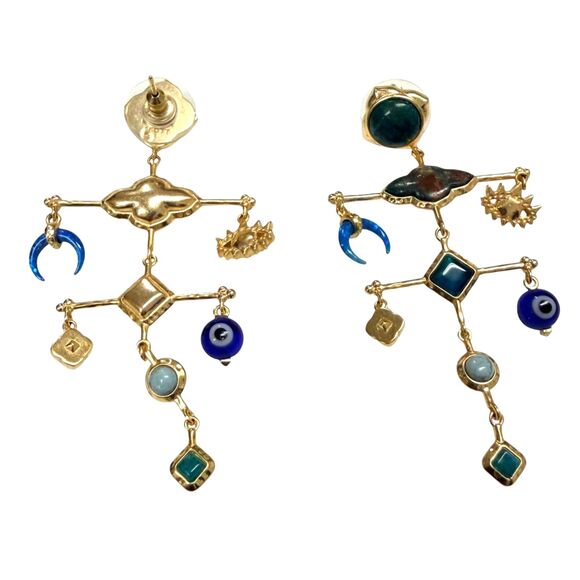 Teal kendra scott - Gem Kendra Scott Gemma Statement Earrings Gold Teal Blue Evil Eye Chandelier Mobile